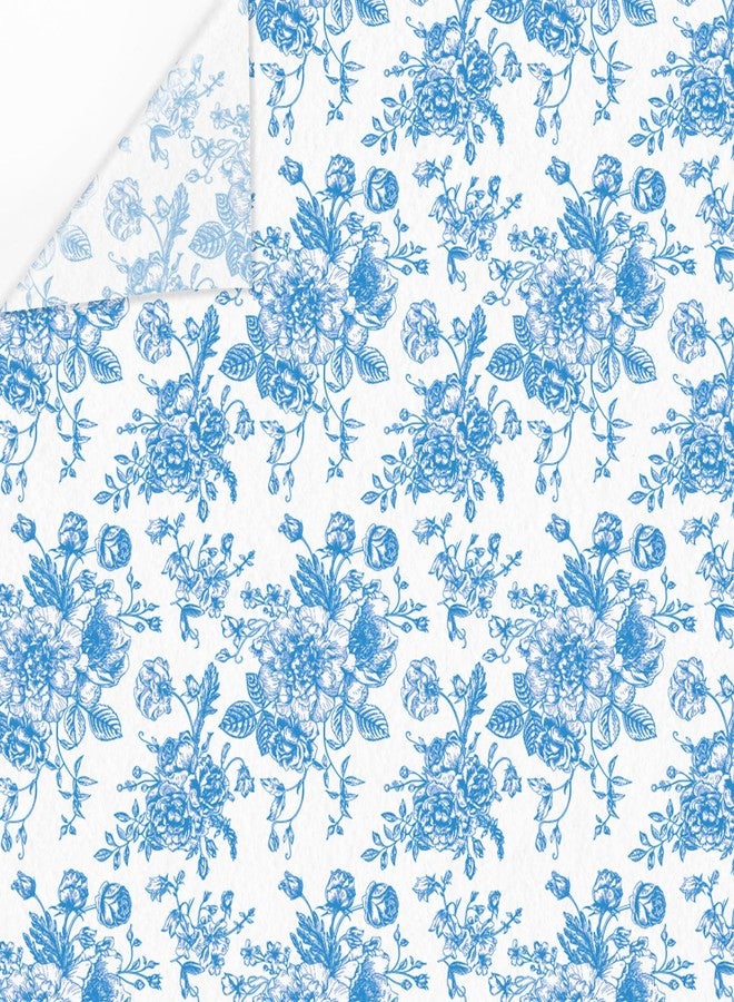 AnyDesign 100 Sheet Blue Floral Tissue Paper Chinoiserie Gift Wrapping Paper Vintage Blue White Flower Packaging Paper DIY Art Craft Paper for Baby Shower Birthday Wedding Party Decor, 14 x 20 Inch - Image 1